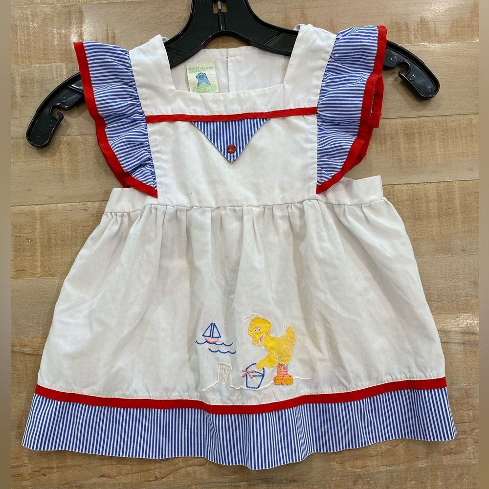 VINTAGE Sesame Street Big Bird little girls ruffle dress